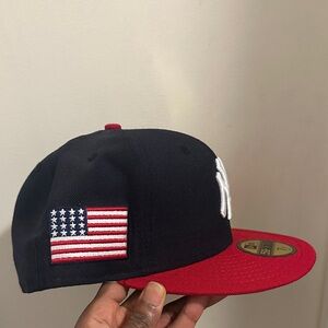 New Era Navy and Red Cap with White Logo